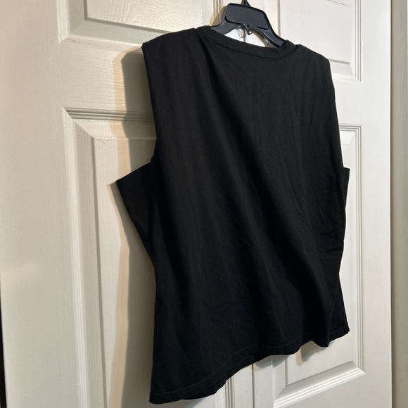 Hello Molly Tee Size 10 Black Cotton Poly Sleeveless T Shirt Top w/Shoulder Pads - Picture 7 of 9